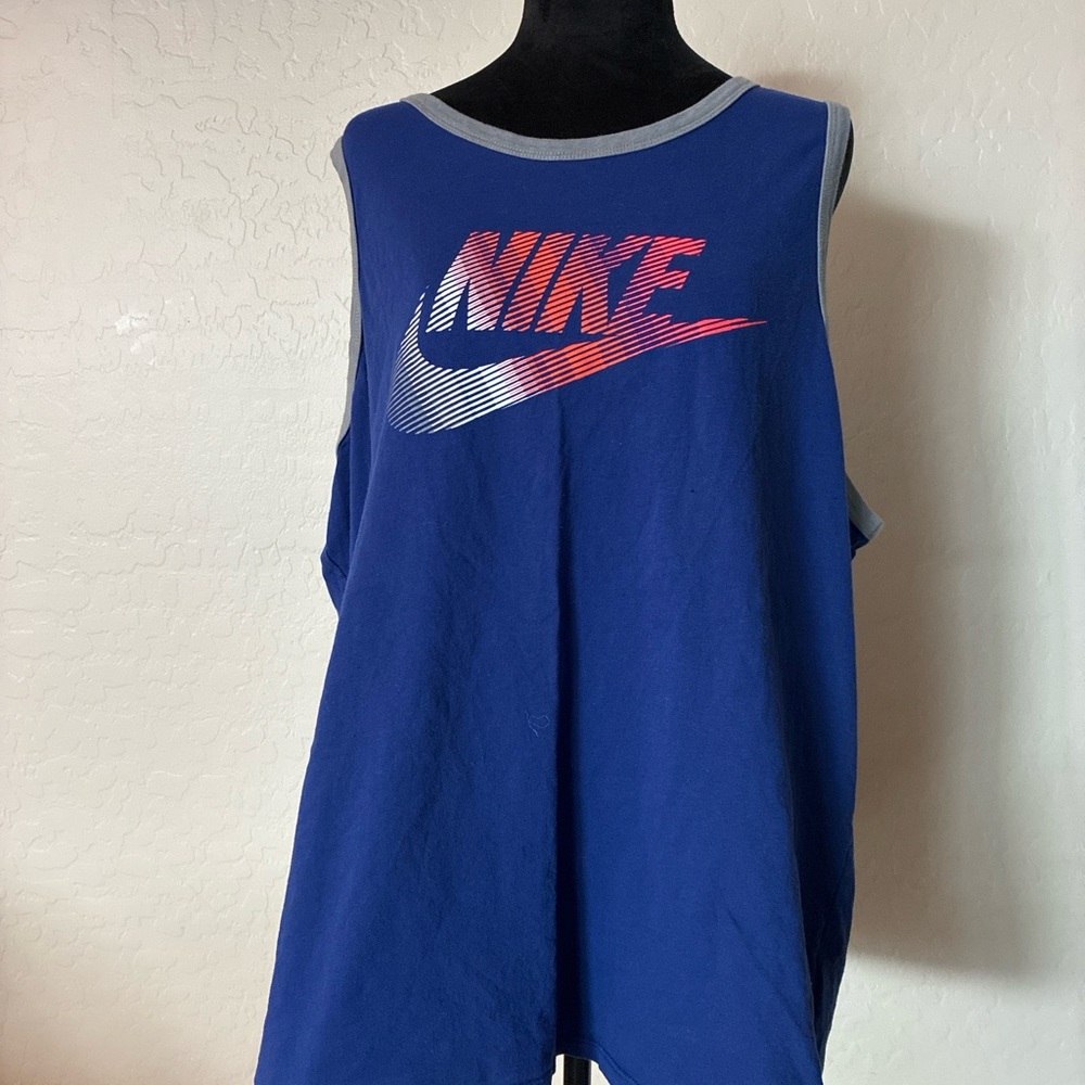 Nike Tank Top XXL Athletic Cut Blue Swoosh Sleeveless Shirt